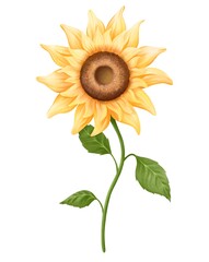 Sunflower isolated on white background.  Botanical Illustration.Element for design, print, greeting card, wedding,scrapbooking.