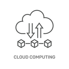 Icon representing the data transfer process in cloud computing, featuring storage blocks
