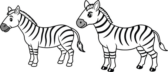 Vector of cartoon zebra illustration on white 