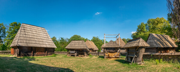 Ancient farming village (Gospodaria) from Șurdești, Maramureș, Herăstrău Park, Bucharest, Romania