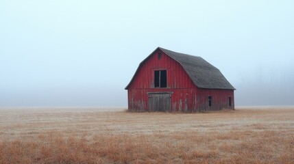 Obraz premium Rustic barn in a wide-open field
