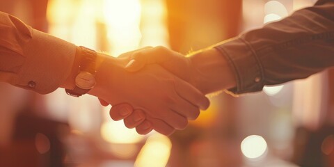 Handshake of business professionals in a meeting symbolizing trust cooperation and collaboration B2B company leader extending a warm welcome in a partnership or teamwork strategy with corpor