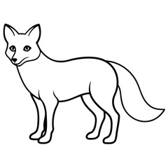 Silhouette Black Fox Line Art Vector Illustration.