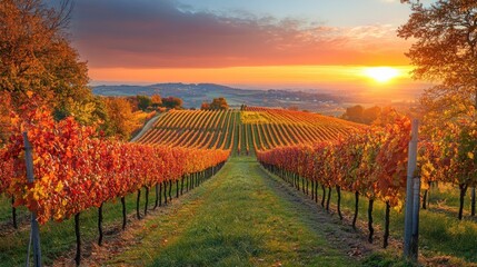 Naklejka premium Scenic vineyard in autumn