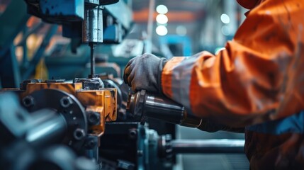 Industrial Worker Using Machinery