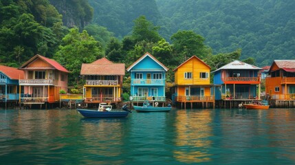 Fototapeta premium Seaside village with colorful houses