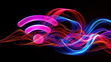 Abstract Wifi Symbol with Colorful Light Trails