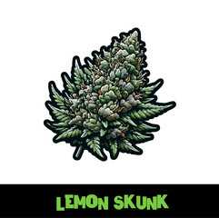 Vector Illustrated Lemon Skunk Cannabis Bud Strain Cartoon