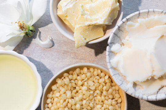 Natural skincare products butters and beeswax