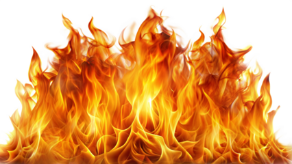 Realistic fire flames on transparent background.