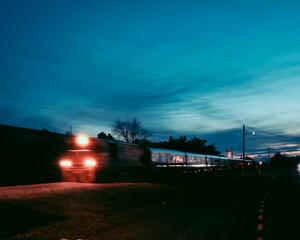 Train Arriving at Dusk