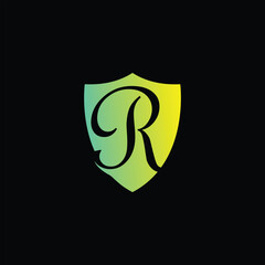 R letter Logo with Shield, R shield logo template