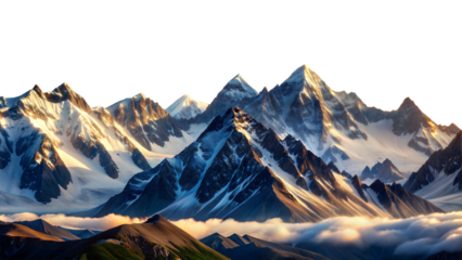Majestic Snow-Capped Mountains Under a Vibrant Sky at Sunrise in a Remote Wilderness