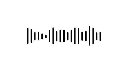 Black audio waveform on white. Abstract sound wave and audio waveform. Audio waves spectrum, equalizer, music, and sound visualization. Voice recording, audio waves spectrum, and frequency. 