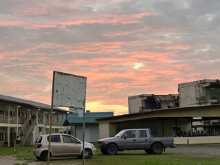sunset in the city