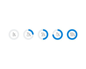 Collection Loading bar status icon. Vector illustration. Set of vector loaded icons. Download progress. Donload or Upload.