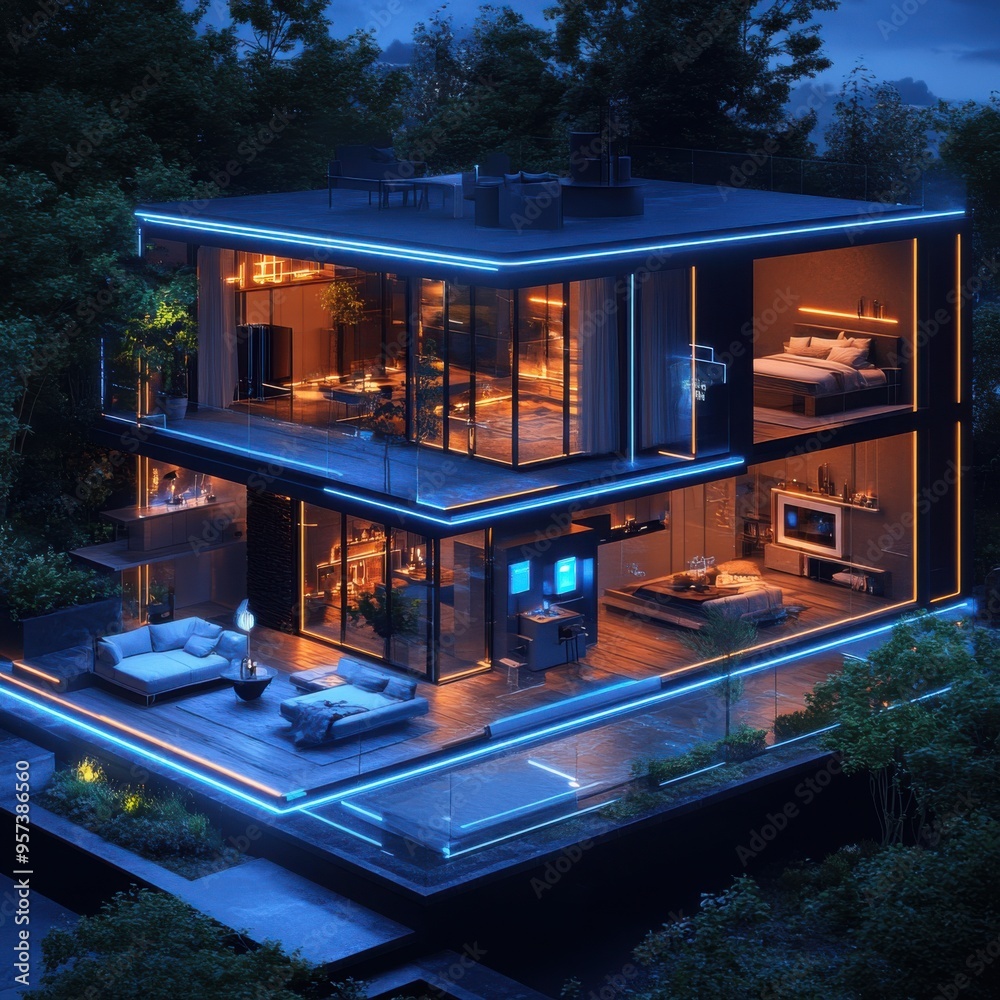 Poster ai-driven smart home with advanced automation and virtual assistant