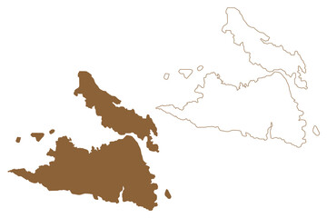 Byron and Lord island (Western Australia, Commonwealth of Australia, Buccaneer Archipelago, Indian Ocean) map vector illustration, scribble sketch map