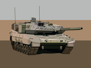 Military tank in the desert. Vector illustration of a battle tank. To add a military touch to your designs