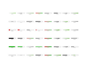 Collection Loading bar status icon. Vector illustration. Set of vector loaded icons. Download progress. Donload or Upload.