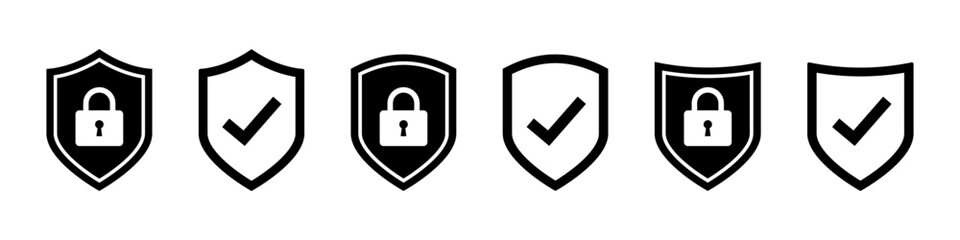 Security shield set. Protection shield icon.