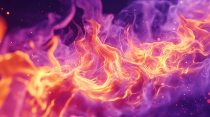 Close-up of swirling orange and purple flames on a dark background