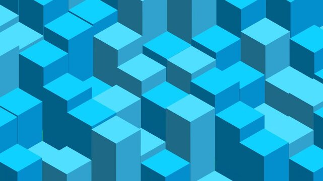 random grid blue cube like City Buildings, Skyscrapers, Geometric Shapes pattern Background concept