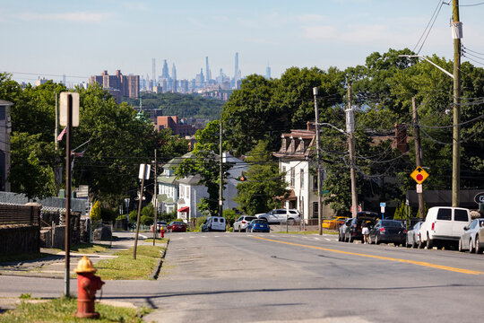 View of New York Skyline from Yonkers Street Neighborhood 