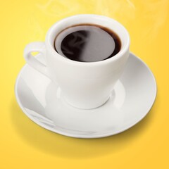 Cup of tasty aroma hot coffee