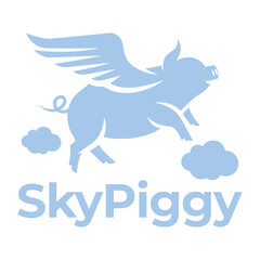 sky piggy flat minimalist logo design