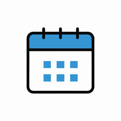 a Calendar icon and blue square black logo icon vector silhouette,  