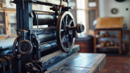 Fototapeta premium Vintage Printing Press in a Workshop