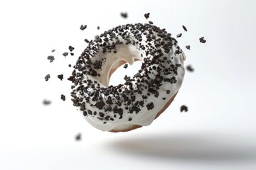 White chocolate glazed donut with cookie crumbs and creme filling. - Powered by Adobe