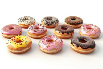Donuts collection isolated on white background  Donuts