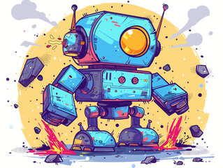 Artificial Intelligence, Challenges, and Dynamic Gameplay: A Cyberpunk Vector Illustration Depicting the Cutting Edge of Gaming