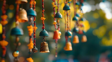 Obraz premium Colorful Bells and Beads Wind Chime Decoration