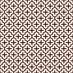 Fototapeta premium Seamless surface design with ogee ornament. Oriental traditional pattern with repeated mosaic tile. Tracery window wallpaper. Moroccan crosses motif. Arabesque digital paper, textile print. Vector art