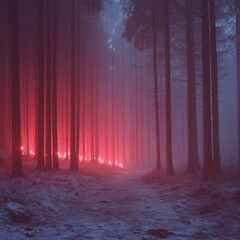 Fototapeta premium Neon lights in forest