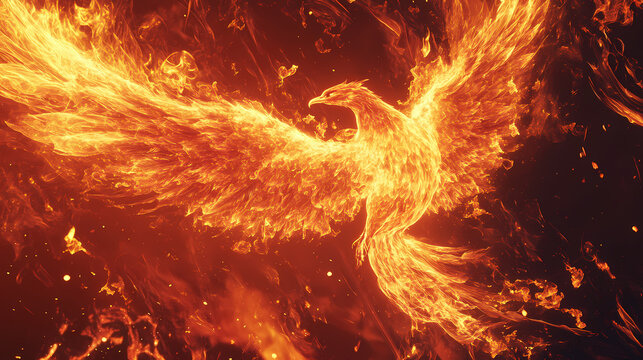 Mythical bird soaring in flames phoenix firebird, generative ai. Phoenix. Illustration