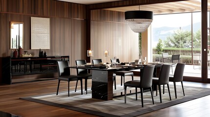 Elegant modular dining room with extendable tables and customizable seating options