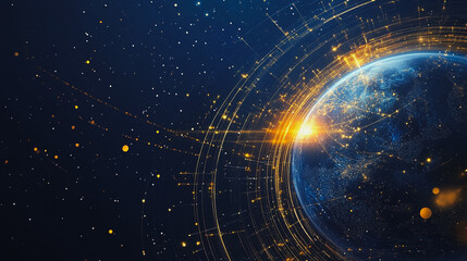 Obraz premium background Innovation network points Earth's surface wave background Abstract digital wave background information technology background The background is the background. gradient wave digital wave ban