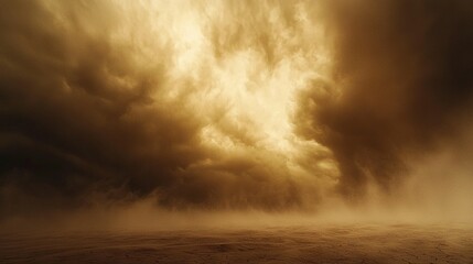 Fototapeta premium A horse stands in a field amidst a rolling storm in the distant sky