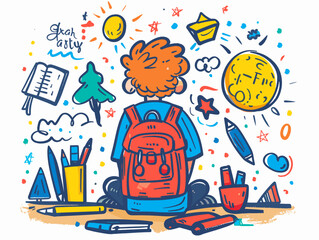 Playful Cartoon Training Collection: Doodle Art with Bold Lines and Solid Colors