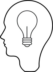 Minimalist Line Drawing of Human Head with Light Bulb Symbolizing Idea