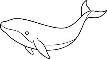 Fototapeta premium Minimalistic Black and White Line Drawing of a Humpback Whale in Side Profile