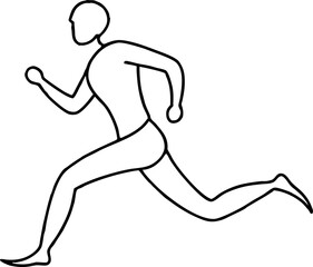 Outline Drawing of a Running Person Symbolizing Fitness and Motion in Minimalist Style