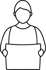 Minimalist Line Drawing of a Person Holding a Blank Sign for Customization or Messaging