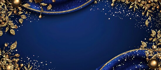 Gleaming Golden Details and Sparkles on a Royal Blue Festive Border.