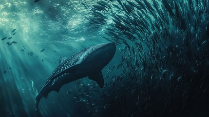 Fototapeta premium A group of fish swimming in the ocean