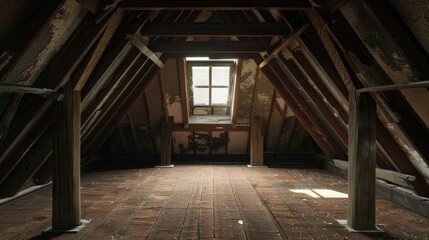 Old house's empty attic Interior. Generative AI